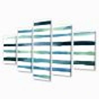 Aquatic Dark Blue Verticals Canvas Wall Art Print