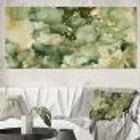 Green Luxury Abstract Fluid Art I Canvas Wall Print