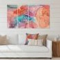 Turquoise and Brown Pieces Luxury Abstract Fluid Art II Canvas Wall Print