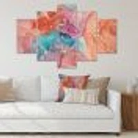 Turquoise and Brown Pieces Luxury Abstract Fluid Art II Canvas Wall Print