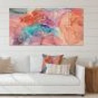 Turquoise and Brown Pieces Luxury Abstract Fluid Art II Canvas Wall Print