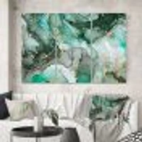 Green Luxury Abstract Fluid Art III Rectangular Canvas Wall Print