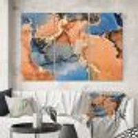 Toile imprimée « Blue and Orange Luxury Abstract Fluid Art I