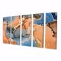 Blue and Orange Luxury Abstract Fluid Art I Canvas Wall Print