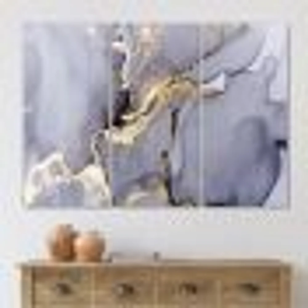 Closeup of Black and Golden Abstract Marble Texture Canvas Wall Art Print