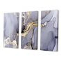 Closeup of Black and Golden Abstract Marble Texture Canvas Wall Art Print