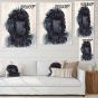Portrait of The Black Poodle Puppy with Curly Coat  Canvas Wall Art Print