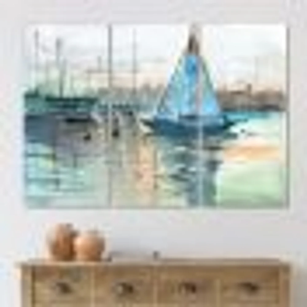 Toile imprimée « A Sailboat Marina with Some Yachts
