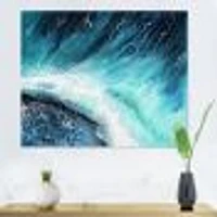 Navy Blue Ocean Waves with White Seafoam I Canvas Wall Art Print