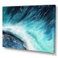 Navy Blue Ocean Waves with White Seafoam I Canvas Wall Art Print