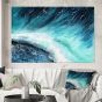 Navy Blue Ocean Waves with White Seafoam I Canvas Wall Art Print