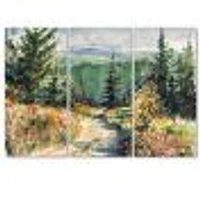 With Road Mountains 3 Canvas Wall Art Print - Panels