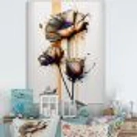 Orange Daisy Flower On Abstract Fusion I Wall Art