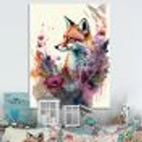 Cute Fox Floral Art Wall
