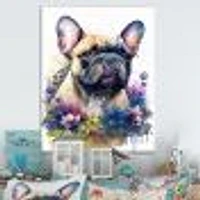 Cute Frenchie Floral Art I Wall