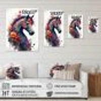 Cute Horse Floral Art I Wall