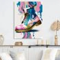 Pink And Blue Art Deco Army Shoes Wall