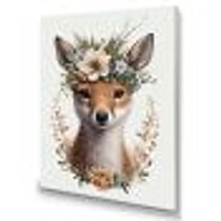 Cute Baby Fox With Floral Crown Wall Art