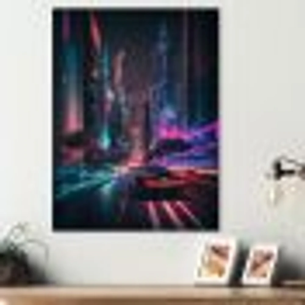 Futuristic Miami Neon Art Wall