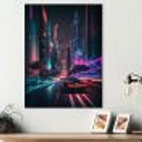 Futuristic Miami Neon Art Wall