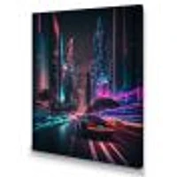 Futuristic Miami Neon Art Wall