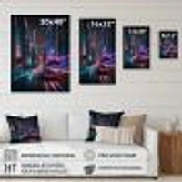 Futuristic Miami Neon Art Wall