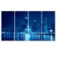 Blue Chicago Skyline Night  Canvas Print