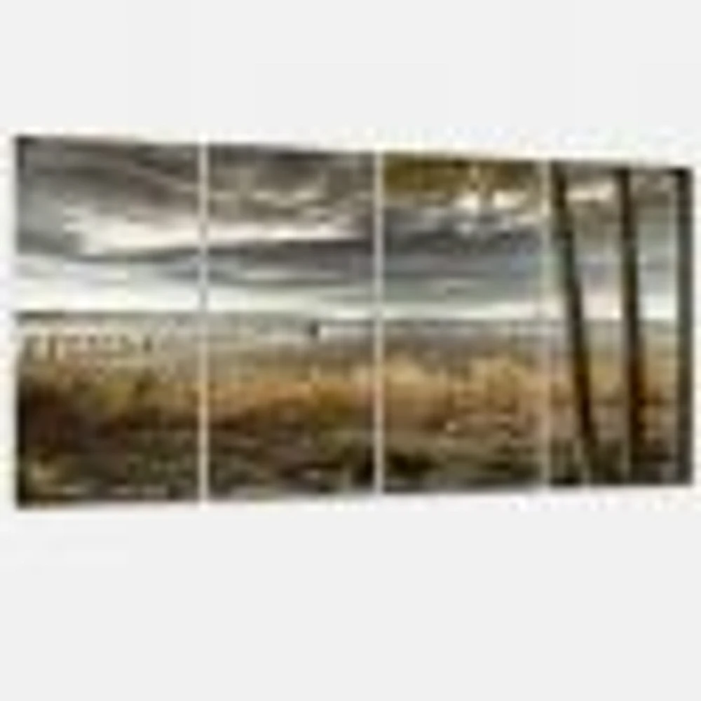 Pier Brown Lake Canvas Art Print