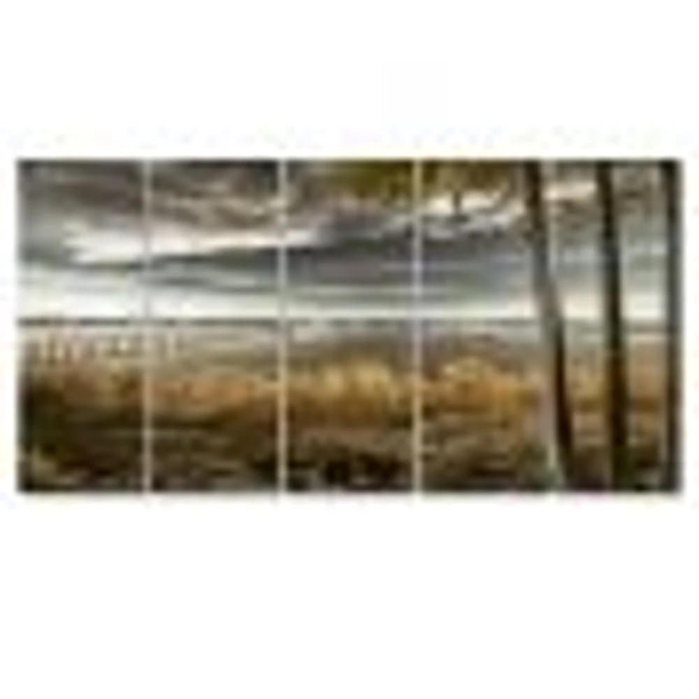 Pier Brown Lake  Canvas Art Print