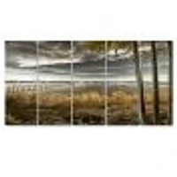 Pier Brown Lake  Canvas Art Print