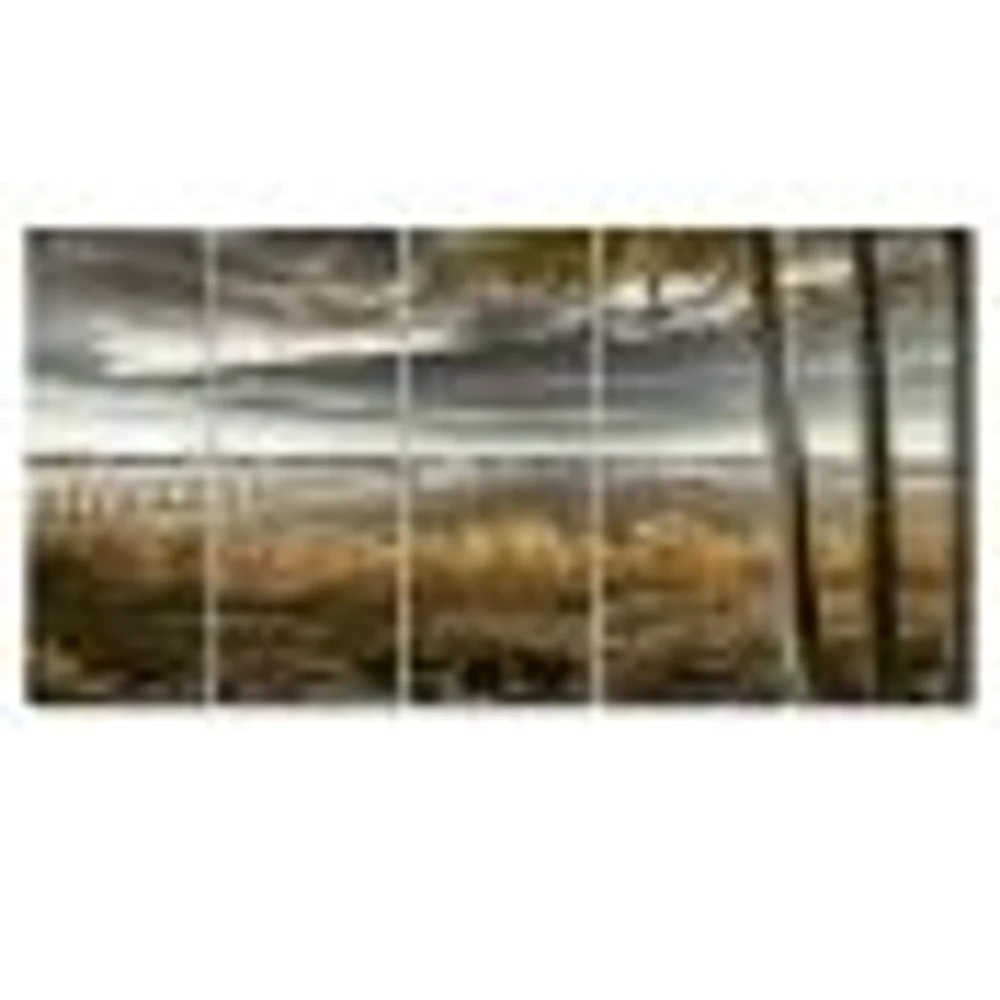 Pier Brown Lake  Canvas Art Print