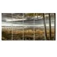 Pier Brown Lake  Canvas Art Print