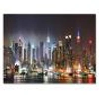 Lit NYC Manhattan Skyline  Canvas Print