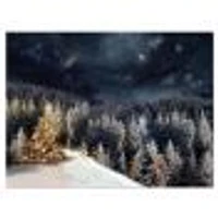 Night Forest Christmas Tree  Wall Art