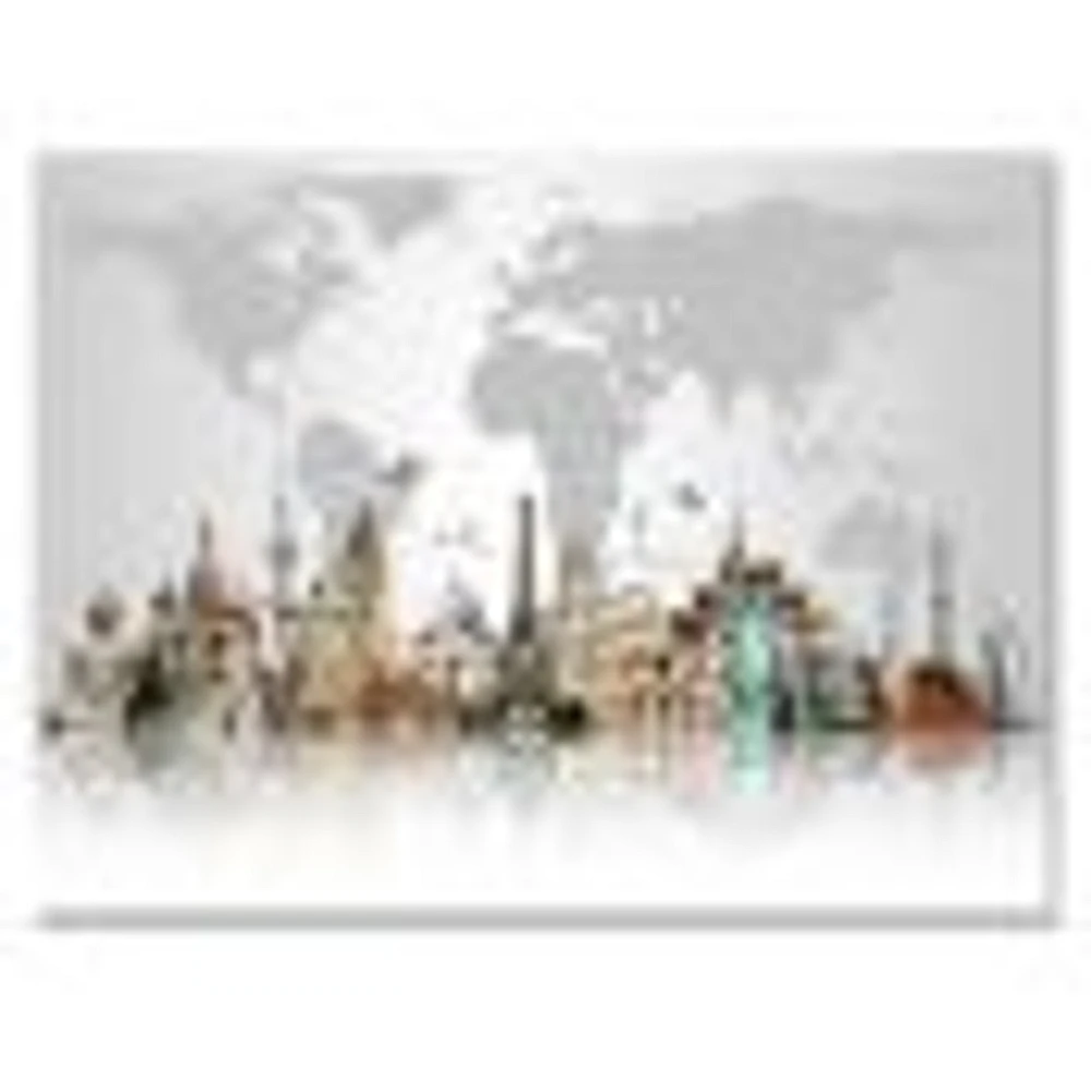 Famous Monuments Across World Art Canvas Print