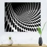 Waves and Circles Black White  Art Canvas Print