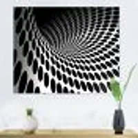 Waves and Circles Black White  Art Canvas Print
