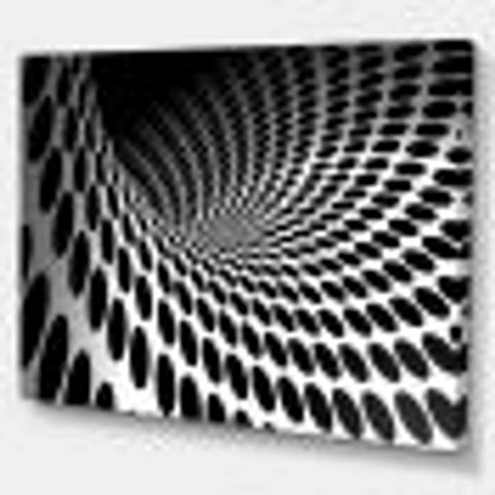 Waves and Circles Black White  Art Canvas Print