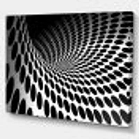 Waves and Circles Black White  Art Canvas Print