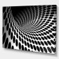 Waves and Circles Black White  Art Canvas Print
