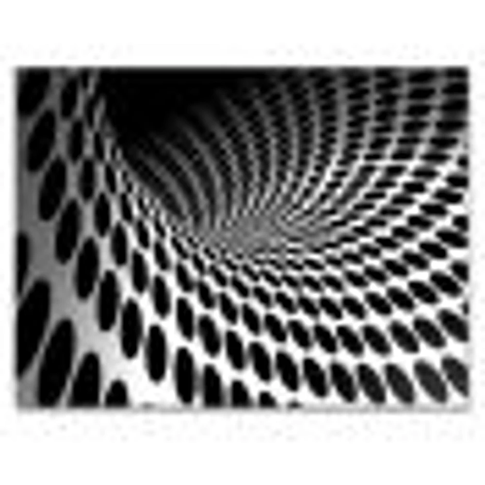 Waves and Circles Black White  Art Canvas Print