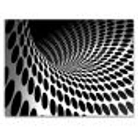 Waves and Circles Black White  Art Canvas Print