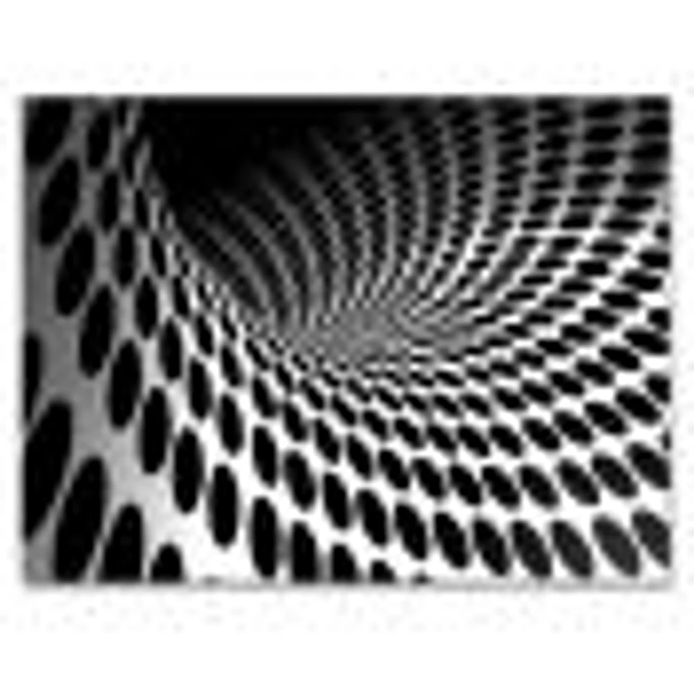 Waves and Circles Black White  Art Canvas Print