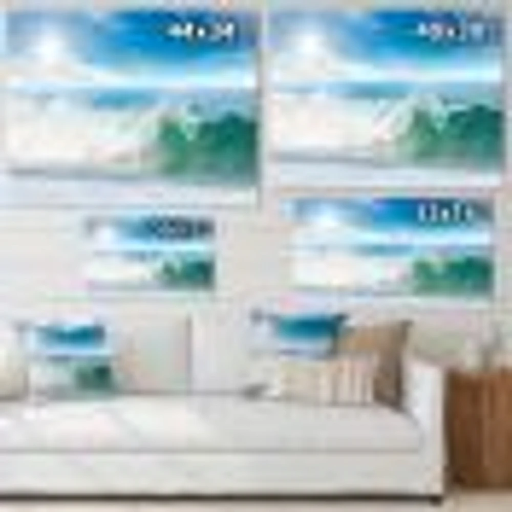 White and Blue Waves under Sun  Canvas Wall Art