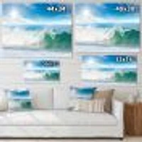 White and Blue Waves under Sun  Canvas Wall Art