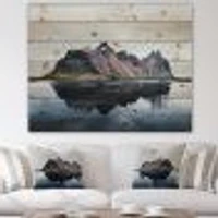MountaIn Cliffs Reflected on Lake Wood Wall Art