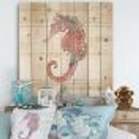 Pink seahorses Ocean Life Wood Wall Art