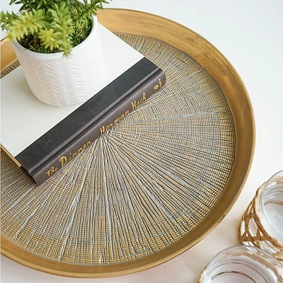 Radiant Bark Carved Resin Platter
