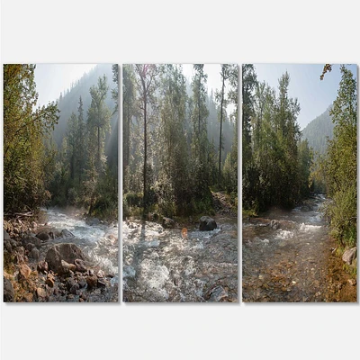 Mountain River Panorama 3 Canvas Wall Art