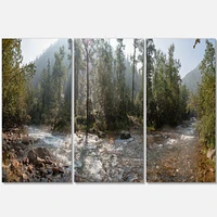 Mountain River Panorama 3 Canvas Wall Art